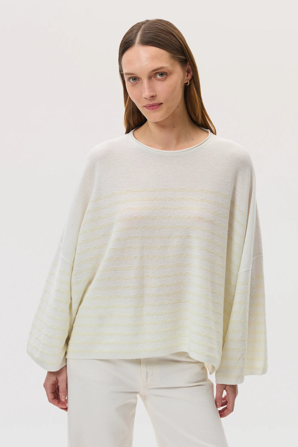 Johnstons of Elgin - Relaxed Featherlight Cashmere Stripe Jumper