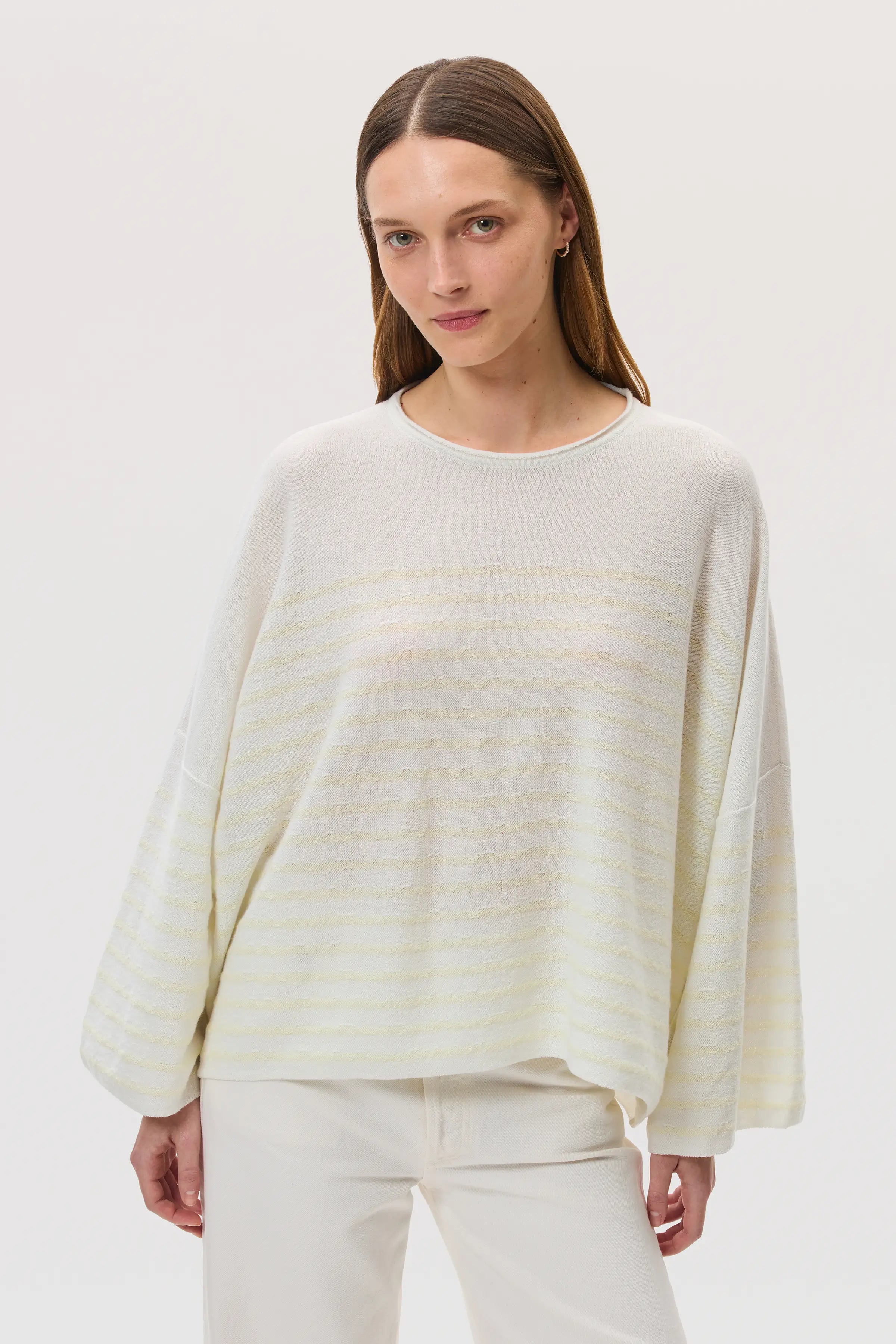 Johnstons of Elgin - Relaxed Featherlight Cashmere Stripe Jumper