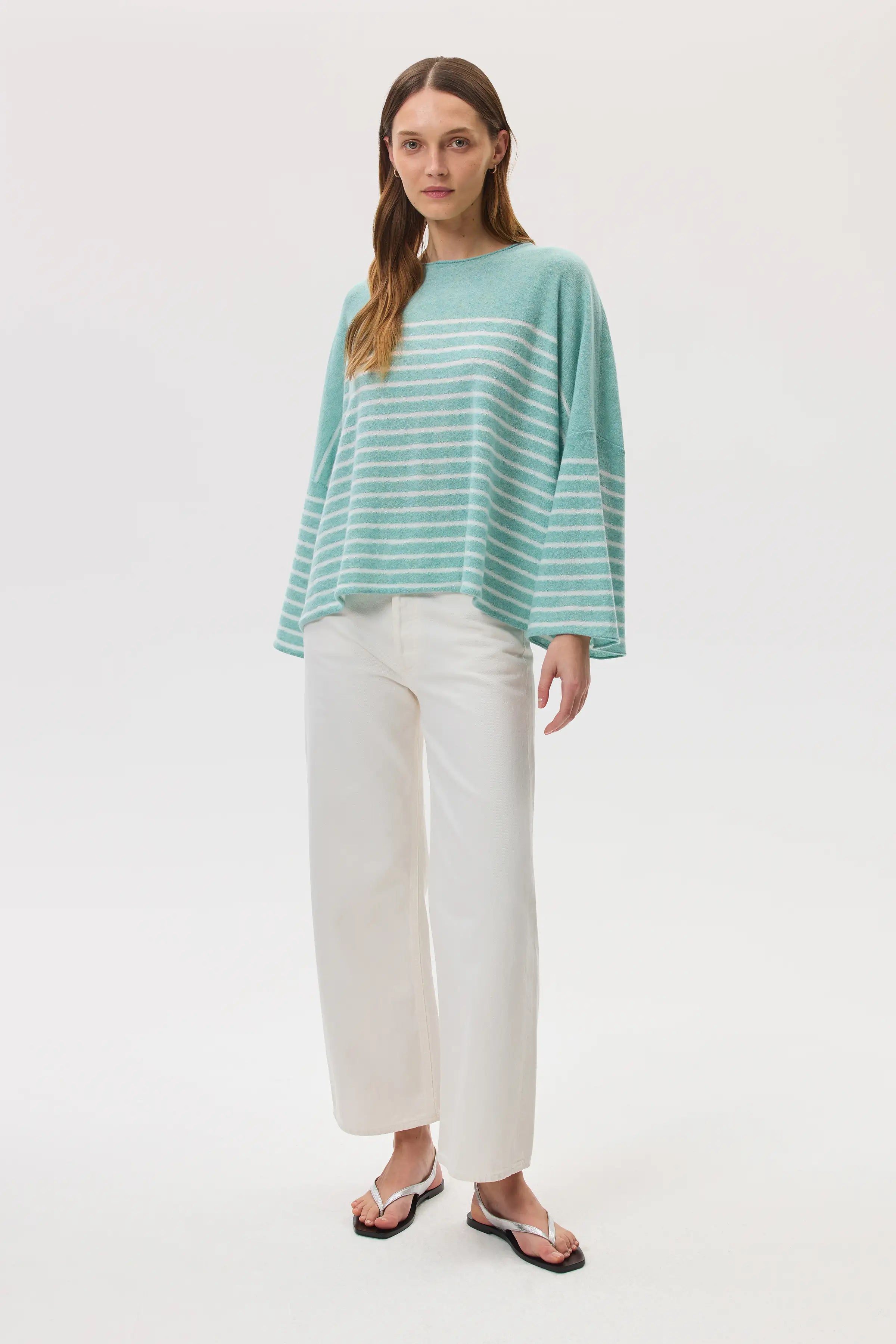 Johnstons of Elgin - Relaxed Featherlight Cashmere Stripe Jumper