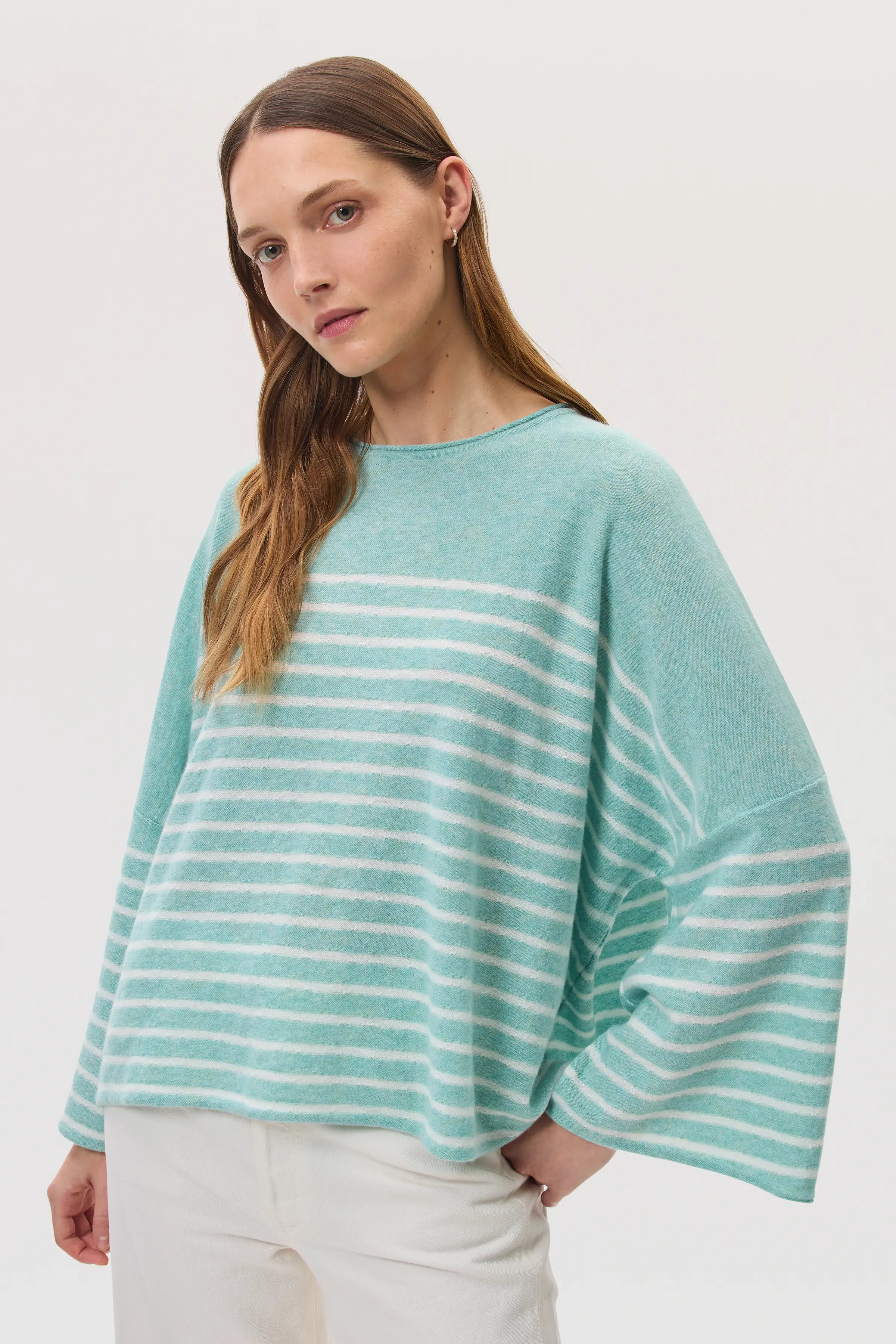Johnstons of Elgin - Relaxed Featherlight Cashmere Stripe Jumper