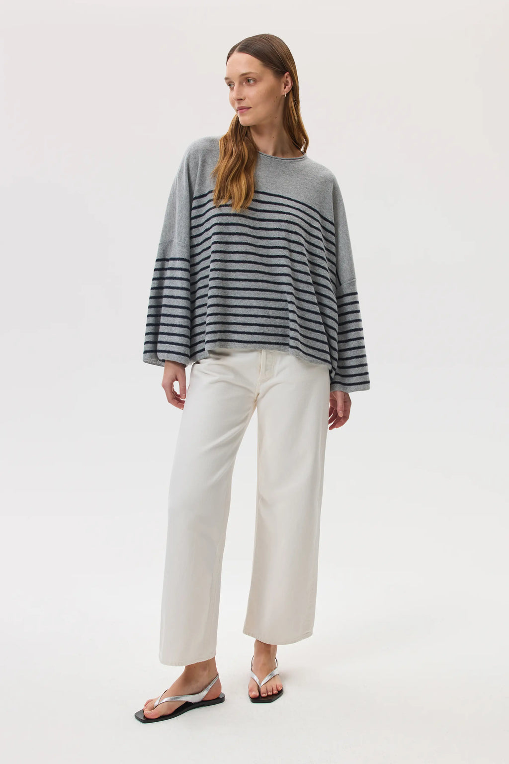 Johnstons of Elgin - Relaxed Featherlight Cashmere Stripe Jumper