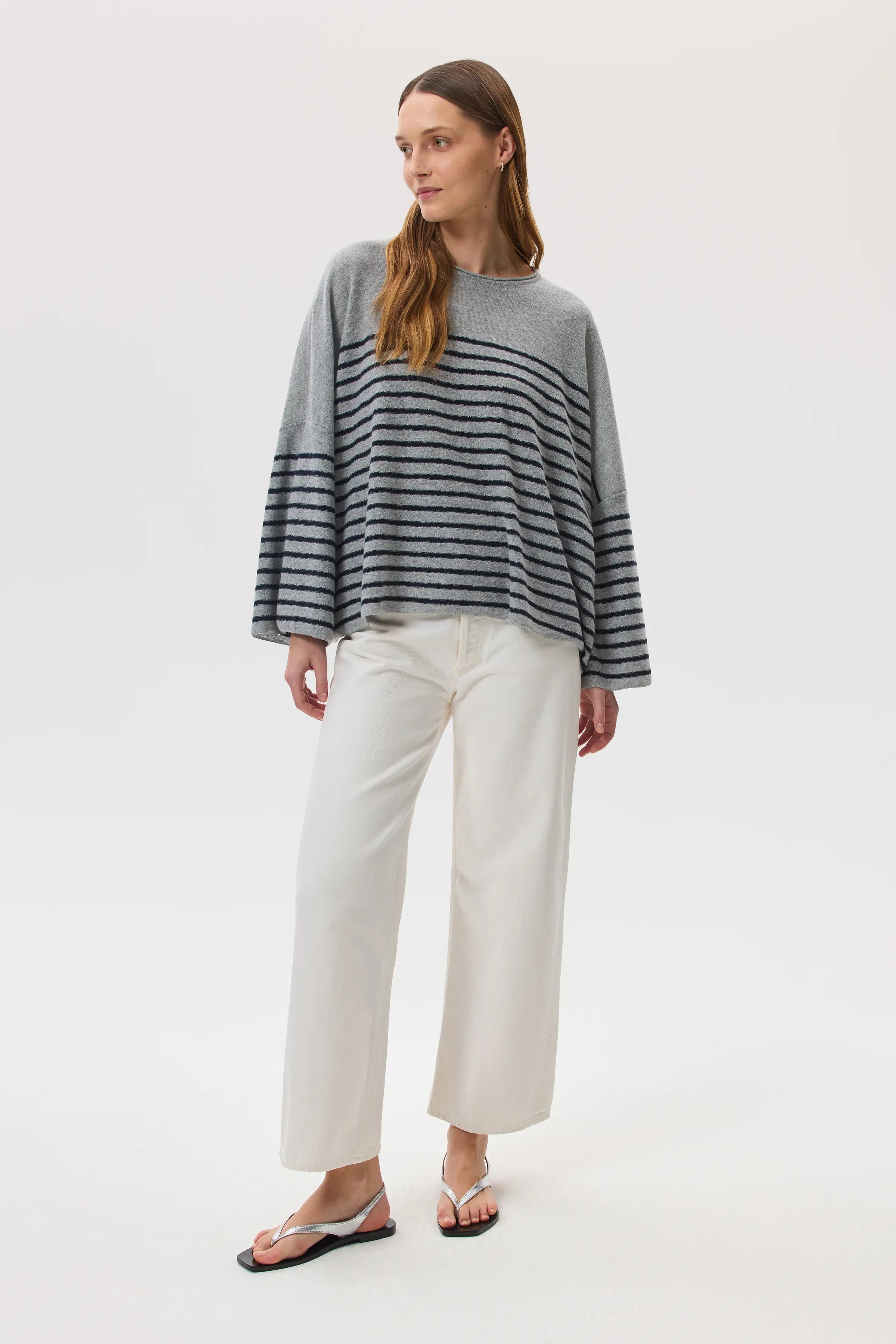 Johnstons of Elgin - Relaxed Featherlight Cashmere Stripe Jumper