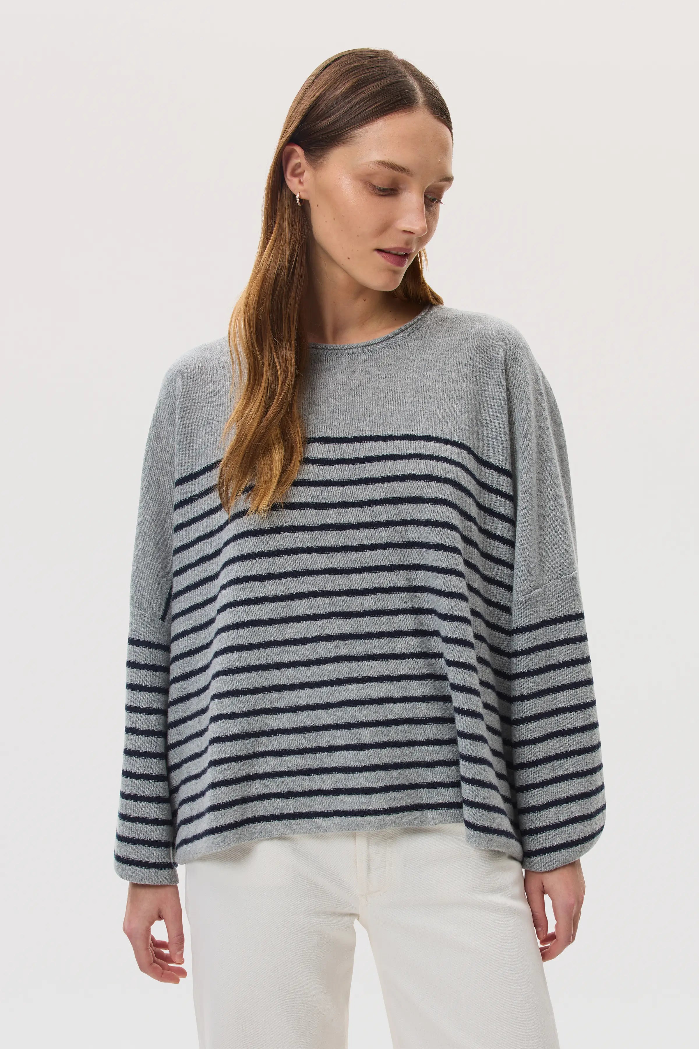 Johnstons of Elgin - Relaxed Featherlight Cashmere Stripe Jumper