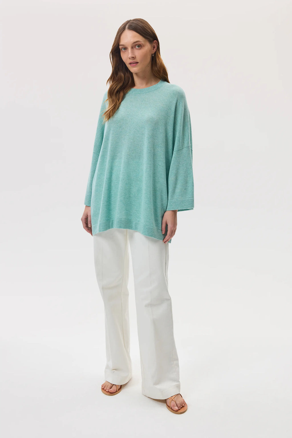 Johnstons of Elgin - Relaxed Featherlight Green Cashmere Jumper