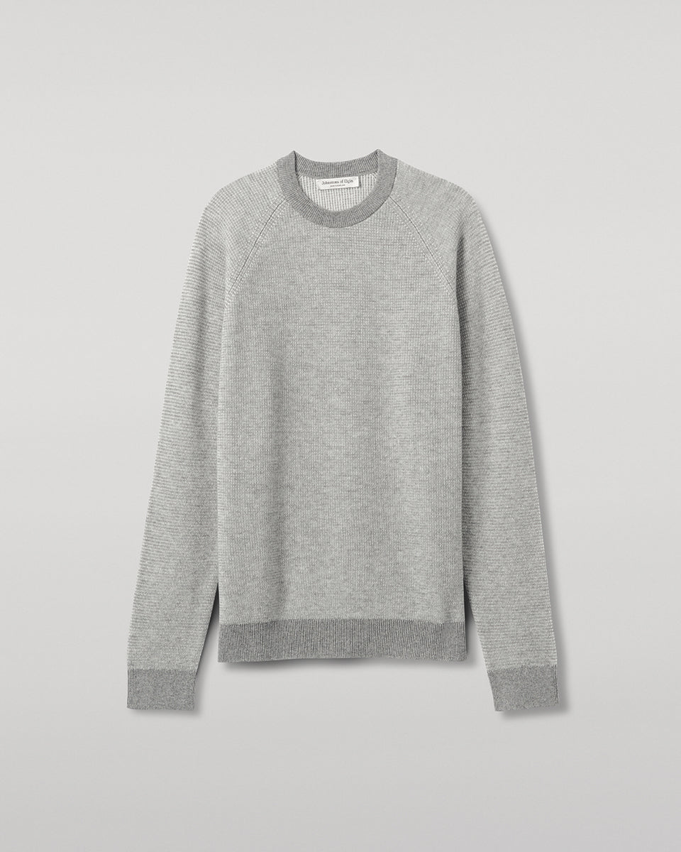 Johnstons of Elgin - Waffle Stitch Light Grey Cashmere Jumper