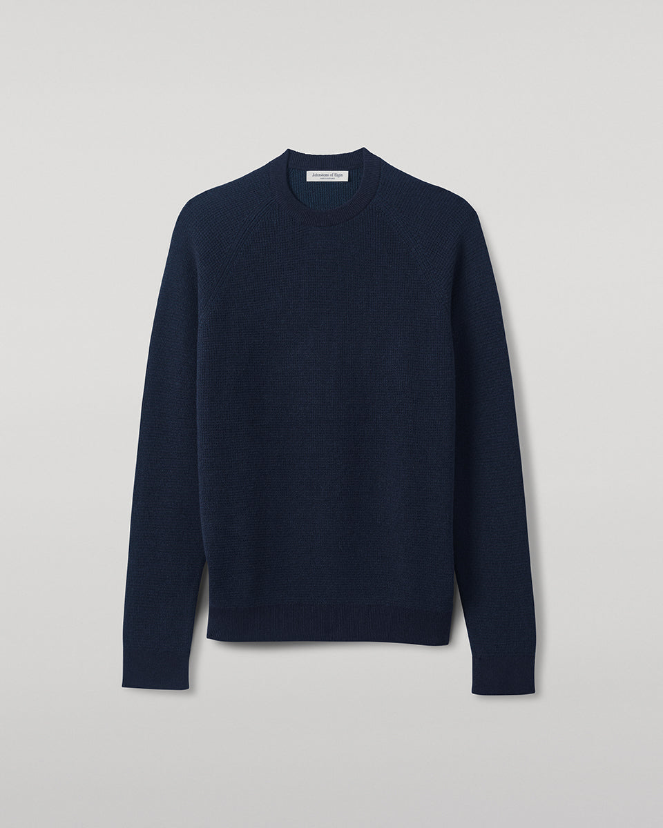 Johnstons of Elgin - Waffle Stitch Dark Navy Cashmere Jumper