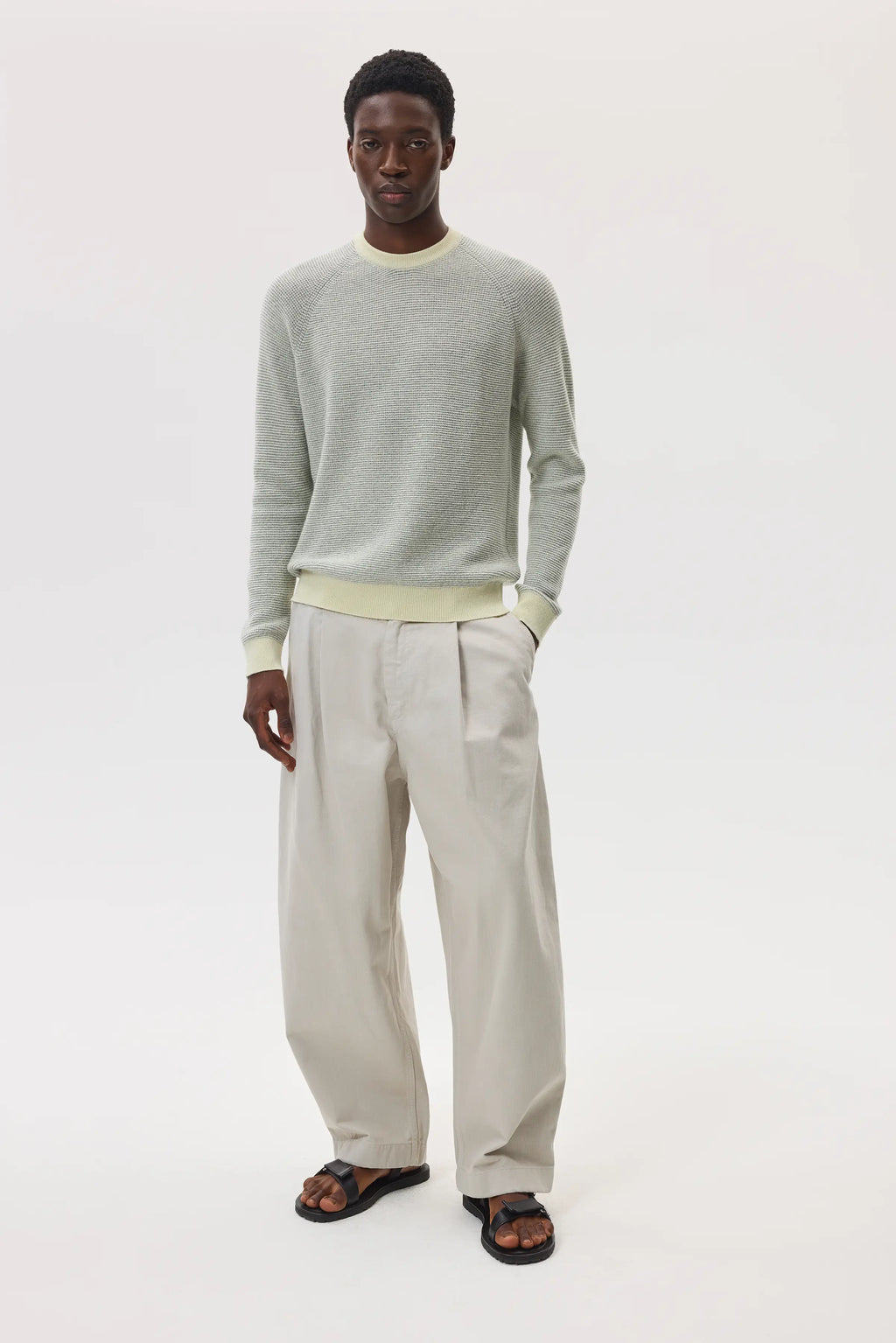Johnstons of Elgin - Featherlight Cashmere Waffle Stitch Light Yellow Jumper