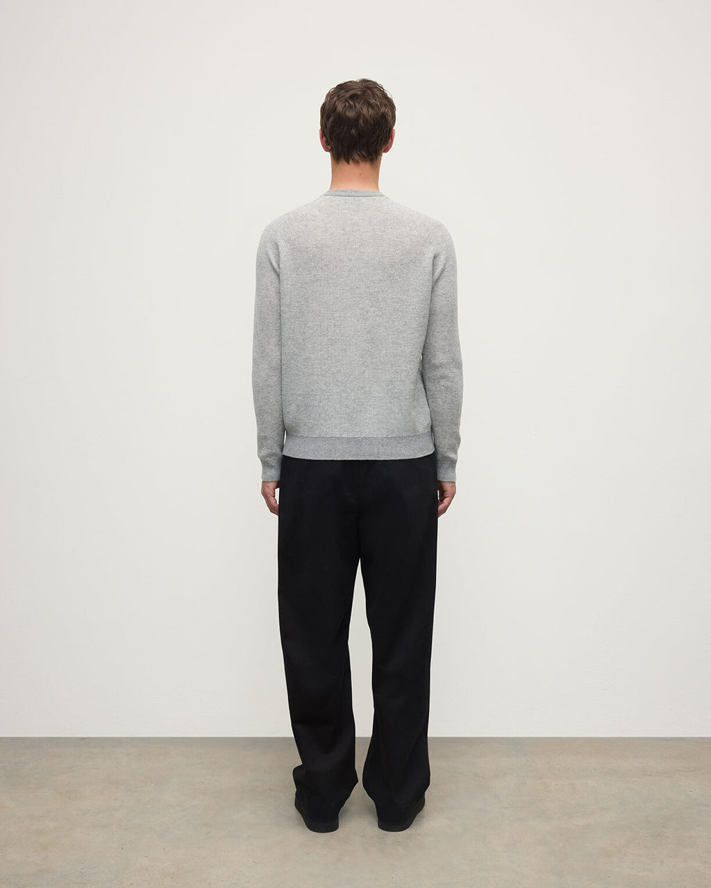 Johnstons of Elgin - Waffle Stitch Light Grey Cashmere Jumper