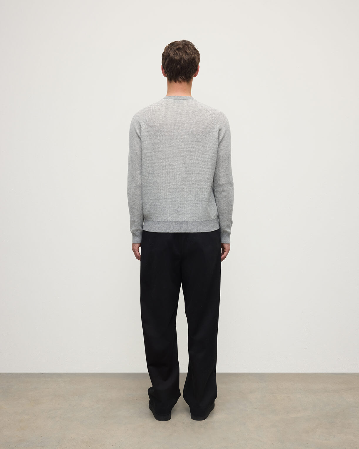Johnstons of Elgin - Waffle Stitch Light Grey Cashmere Jumper