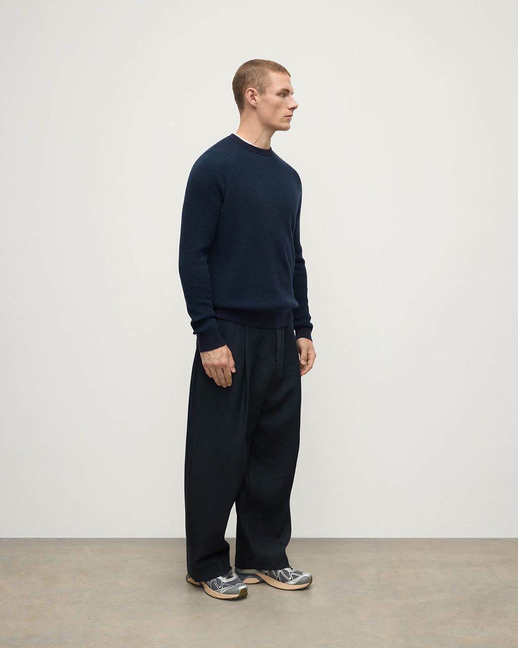 Johnstons of Elgin - Waffle Stitch Dark Navy Cashmere Jumper