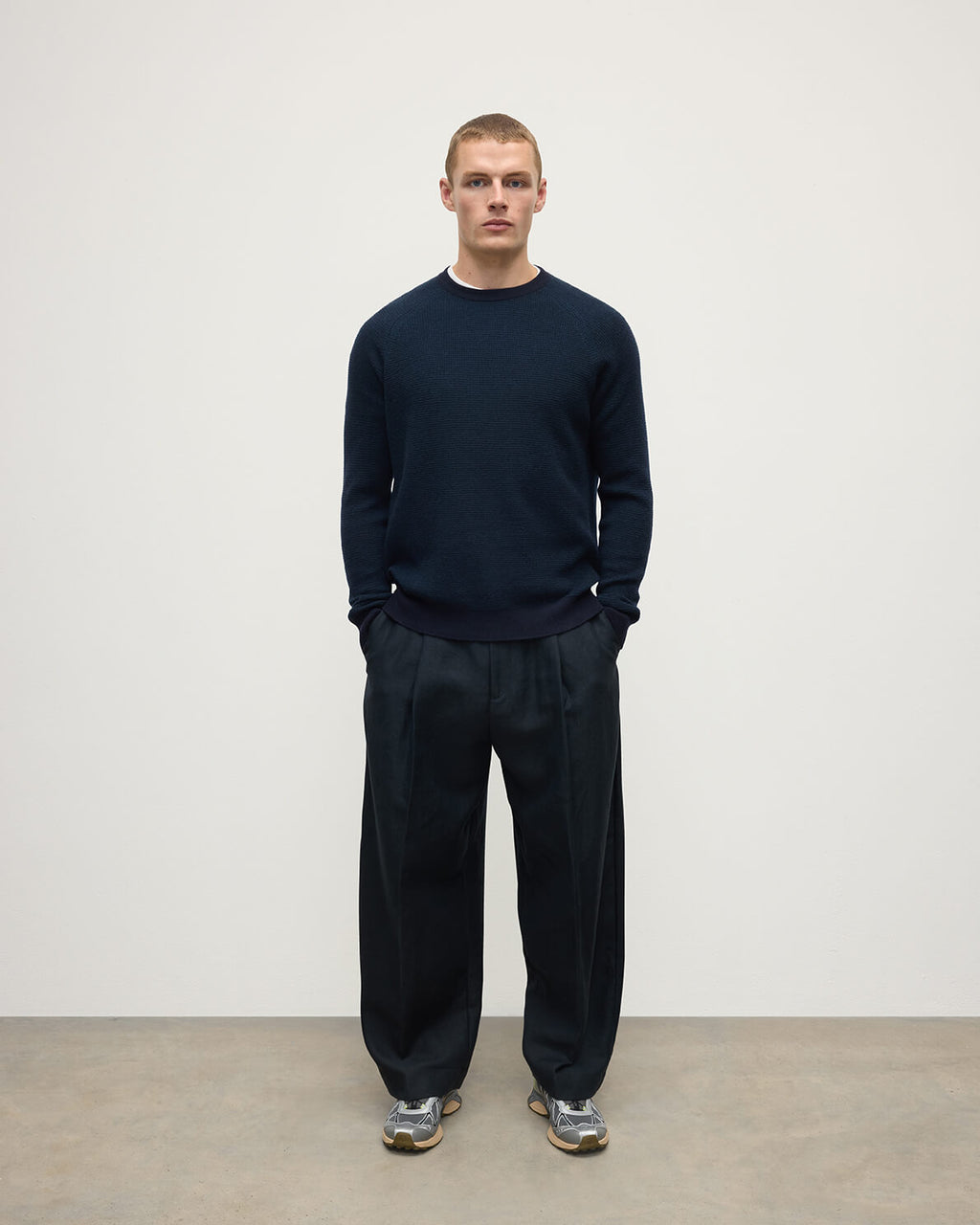 Johnstons of Elgin - Waffle Stitch Dark Navy Cashmere Jumper