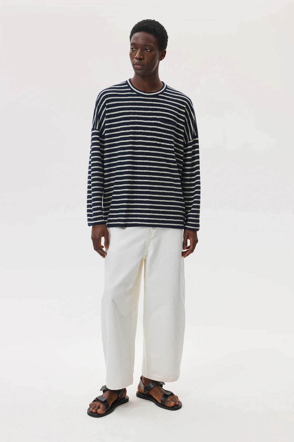 Johnstons of Elgin - Cashmere Jersey Stripe Oversized T - Shirt