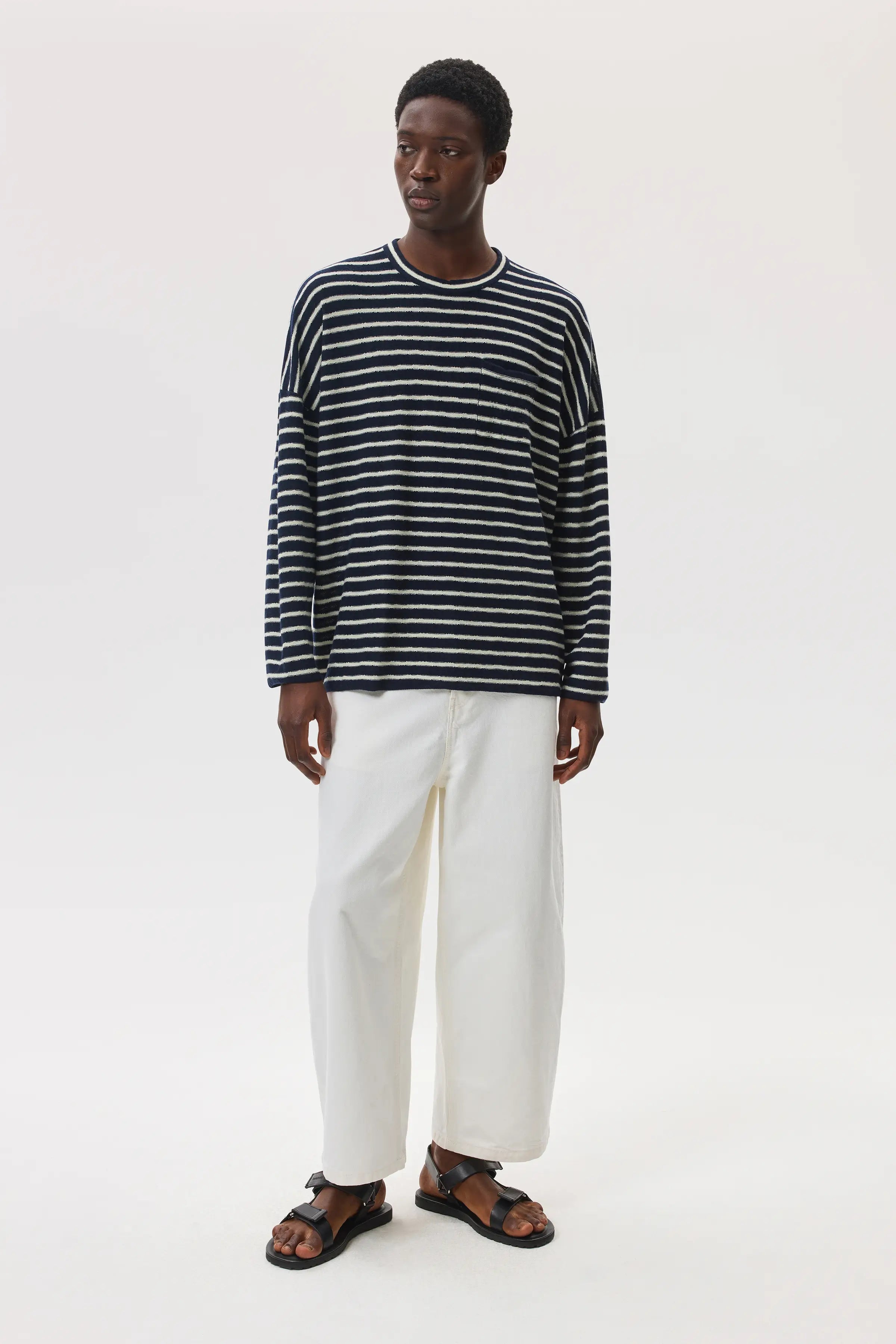 Johnstons of Elgin - Cashmere Jersey Stripe Oversized T - Shirt
