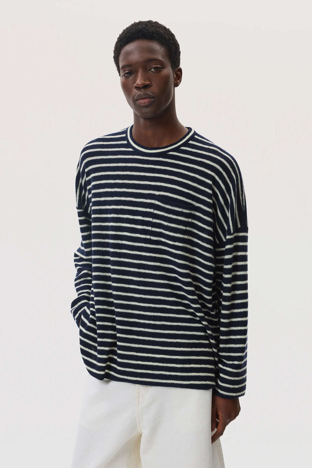 Johnstons of Elgin - Cashmere Jersey Stripe Oversized T - Shirt