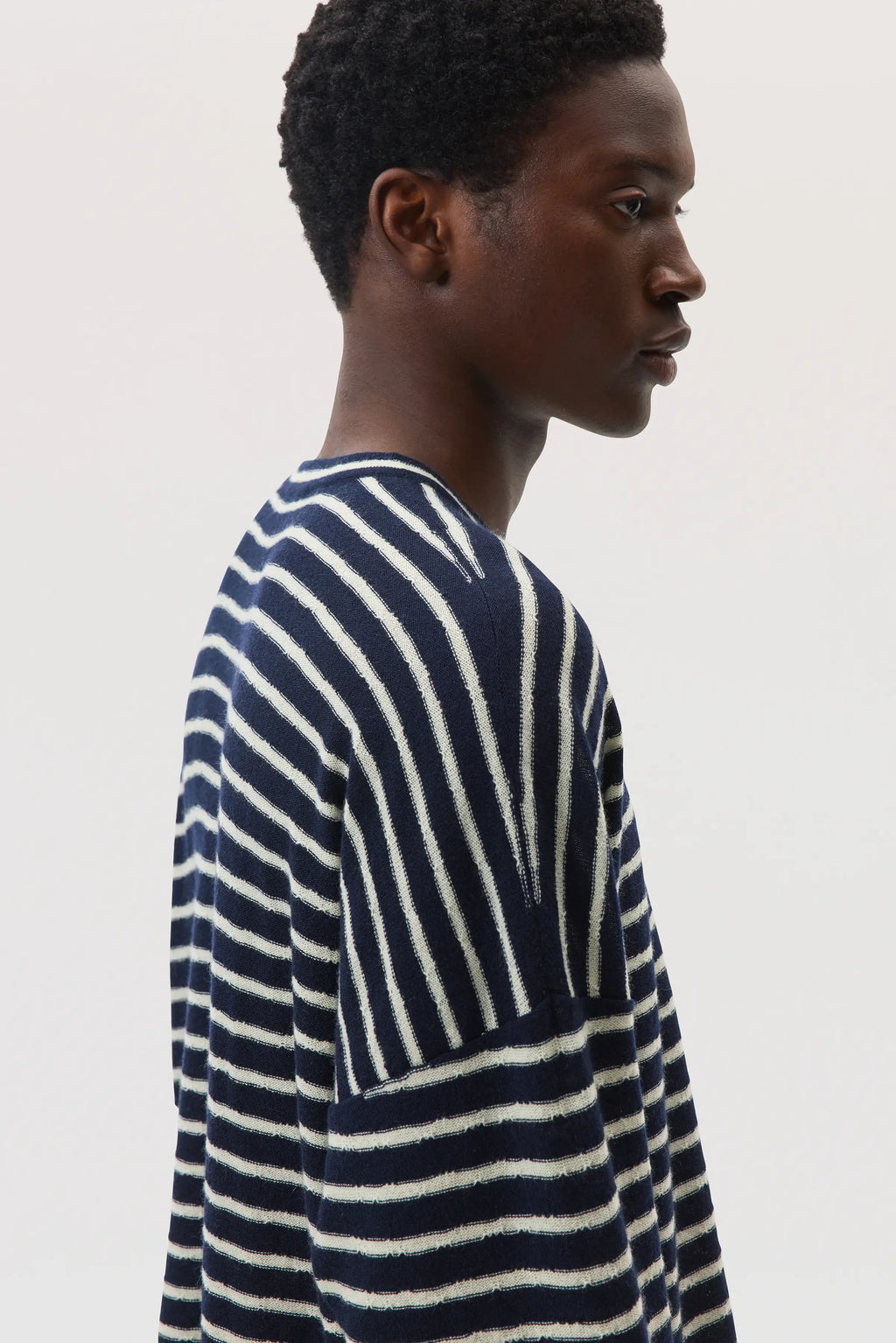 Johnstons of Elgin - Cashmere Jersey Stripe Oversized T - Shirt