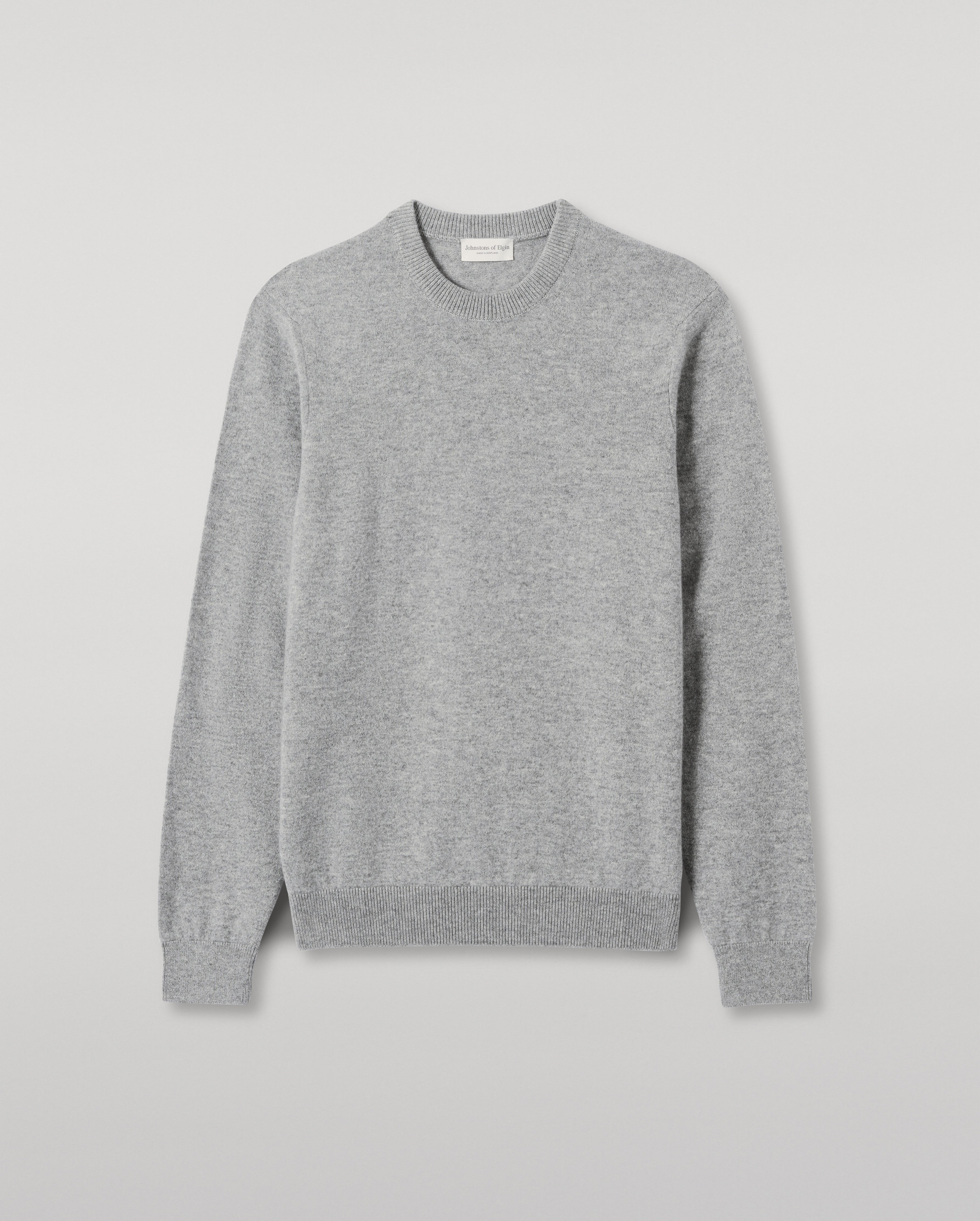 Johnstons of Elgin - Rory Grey Classic Cashmere Crew Jumper
