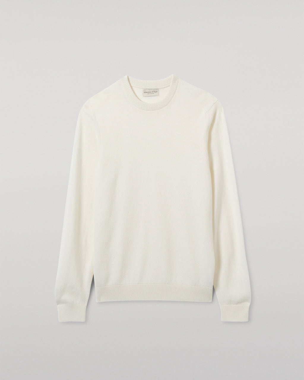 Johnstons of Elgin - Rory White Classic Cashmere Crew Jumper
