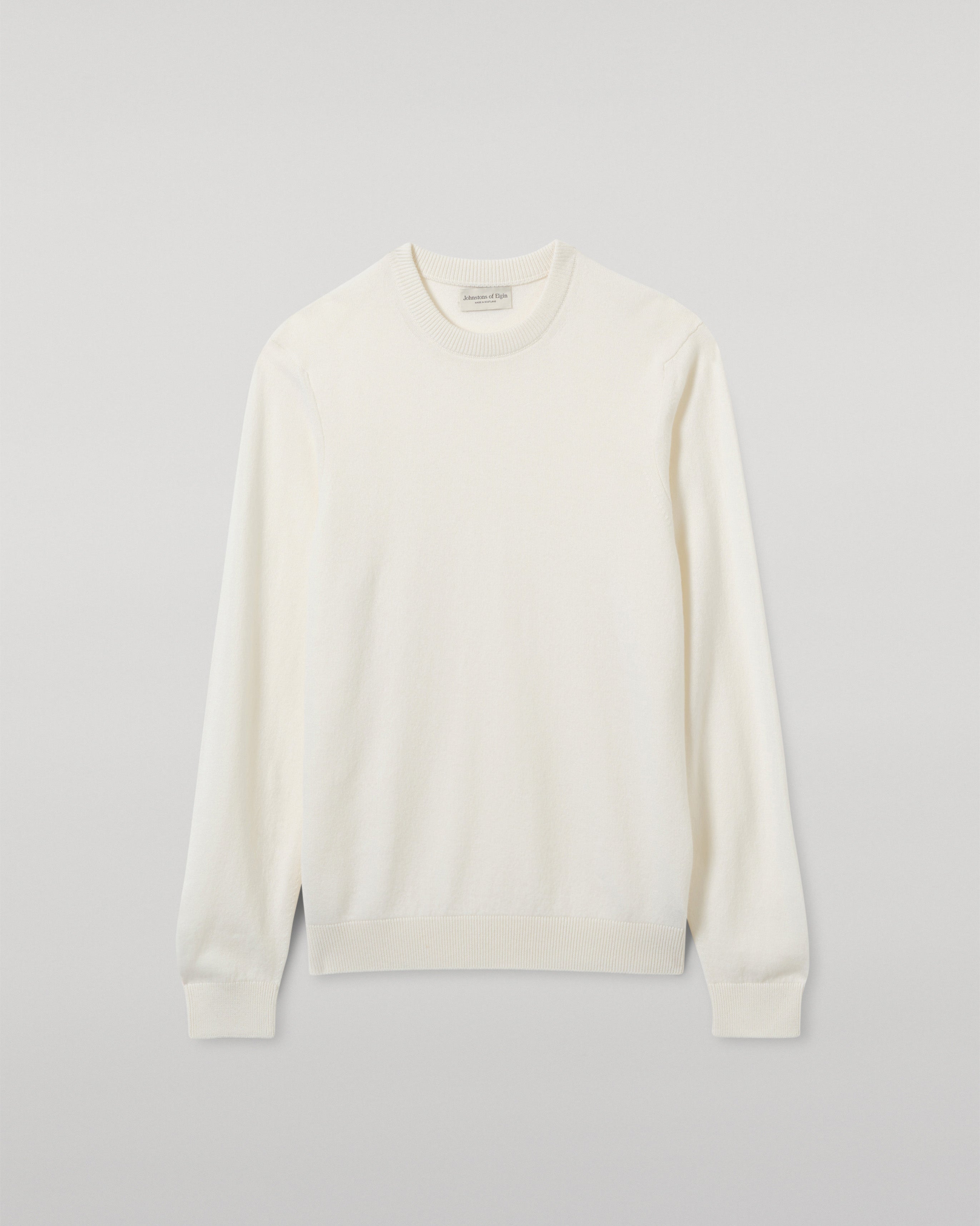 Johnstons of Elgin - Rory White Classic Cashmere Crew Jumper