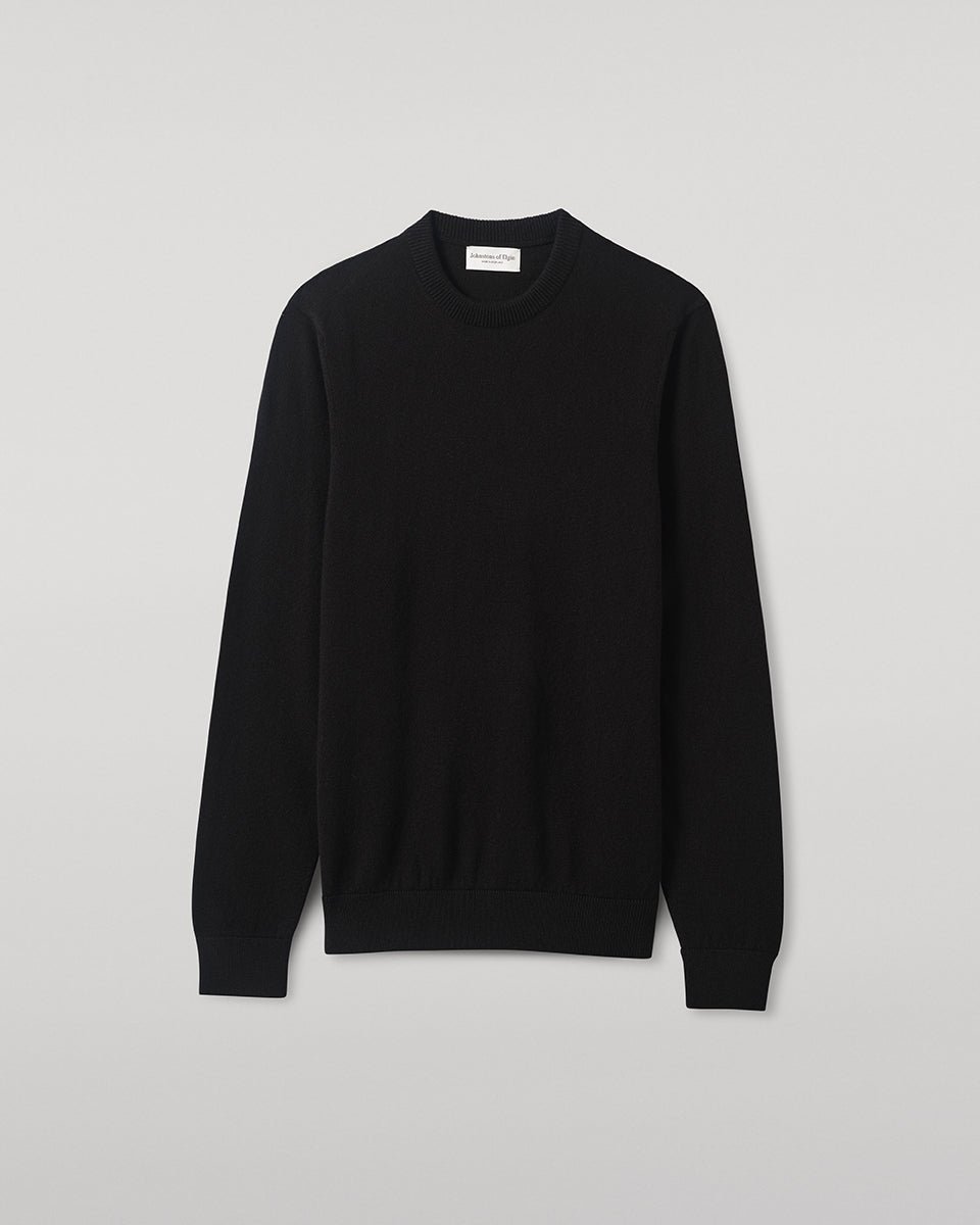 Johnstons of Elgin - Rory Black Classic Cashmere Crew Jumper