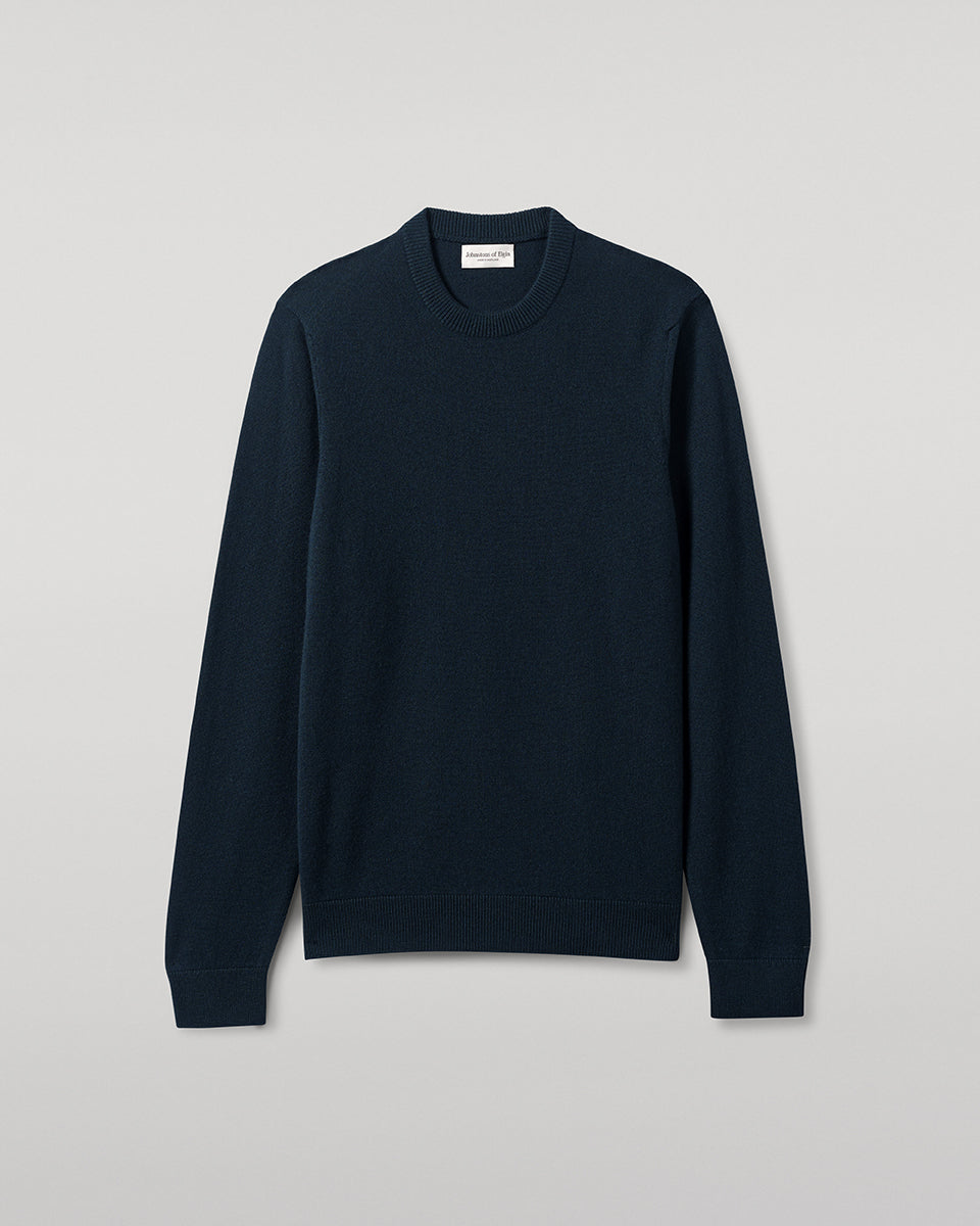 Johnstons of Elgin - Rory Bottle Green Classic Cashmere Crew Jumper