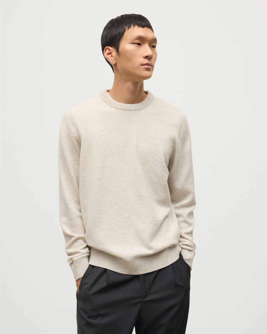 Johnstons of Elgin - Rory Natural Classic Cashmere Crew Jumper