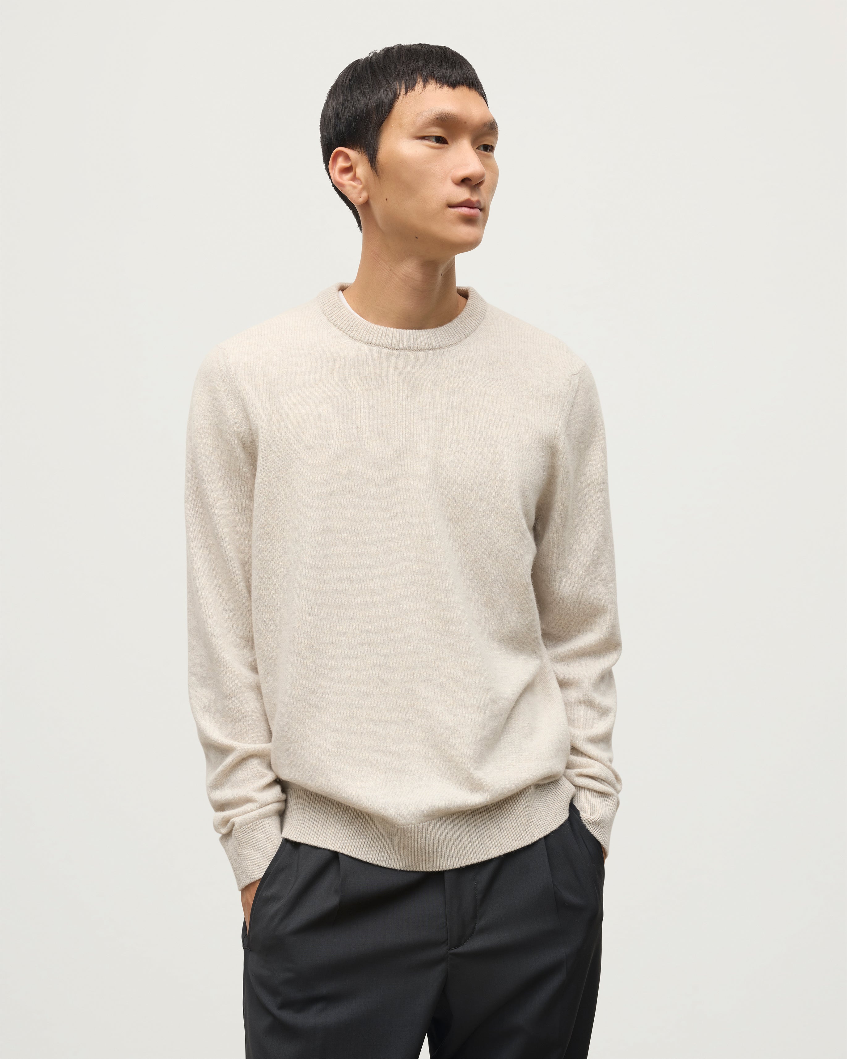 Johnstons of Elgin - Rory Natural Classic Cashmere Crew Jumper
