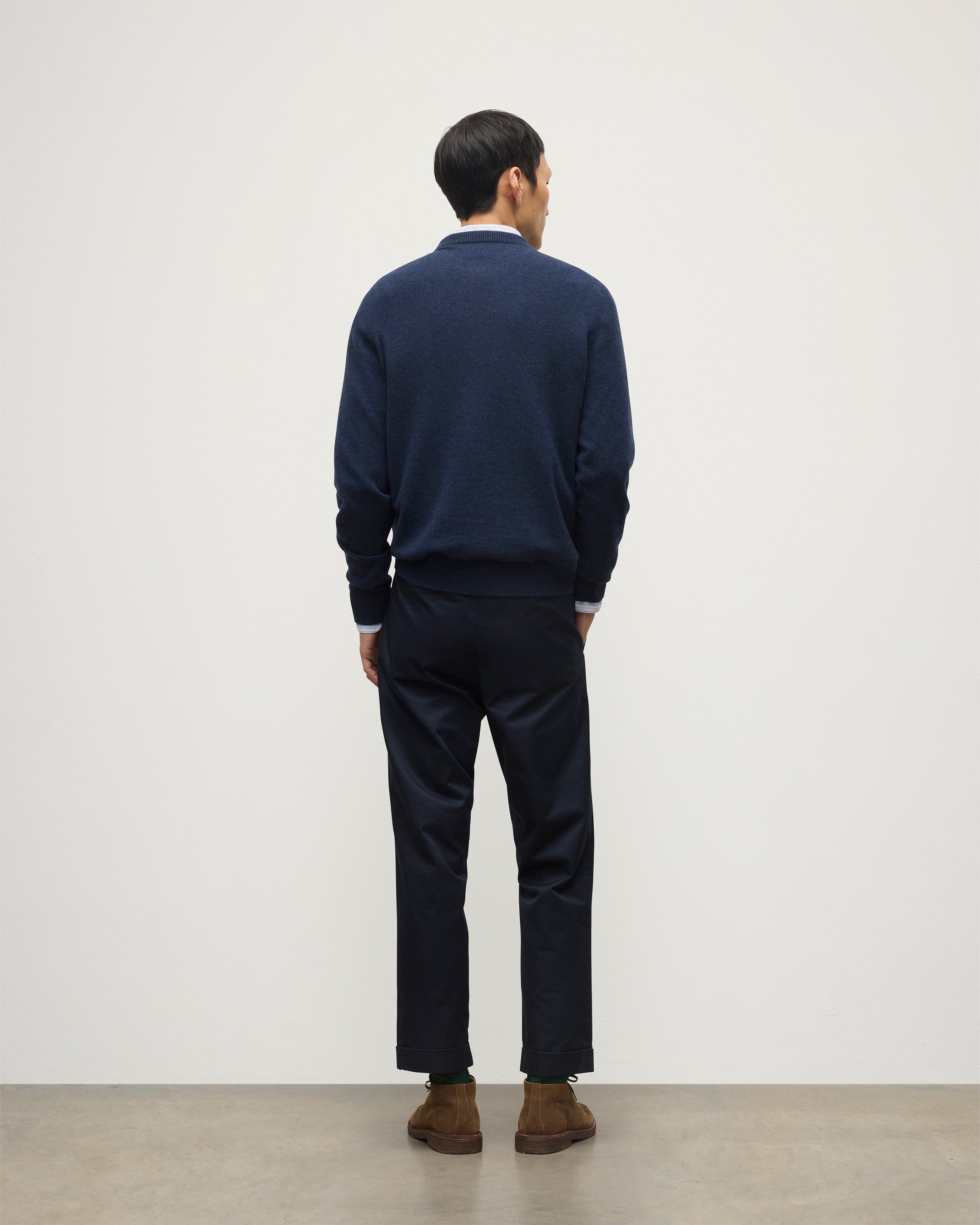 Johnstons of Elgin - Rory Navy Classic Cashmere Crew Jumper