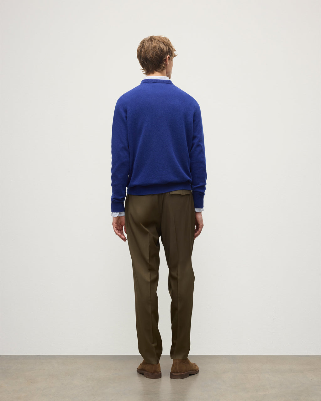 Johnstons of Elgin - Rory Blue Classic Cashmere Crew Jumper