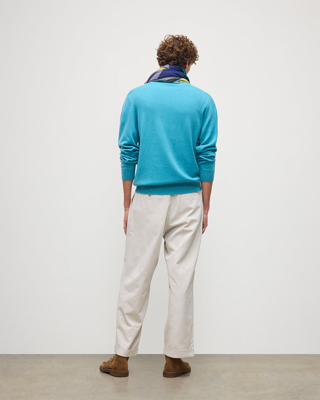 Johnstons of Elgin - Rory Bright Blue Classic Cashmere Crew Jumper