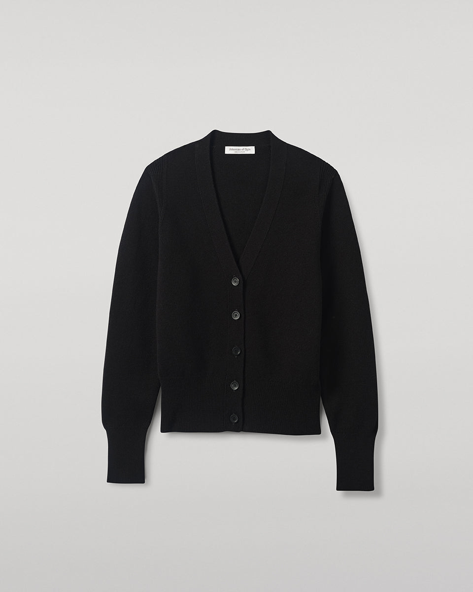 Johnstons of Elgin - Milano Stitch Black Cashmere Cardigan