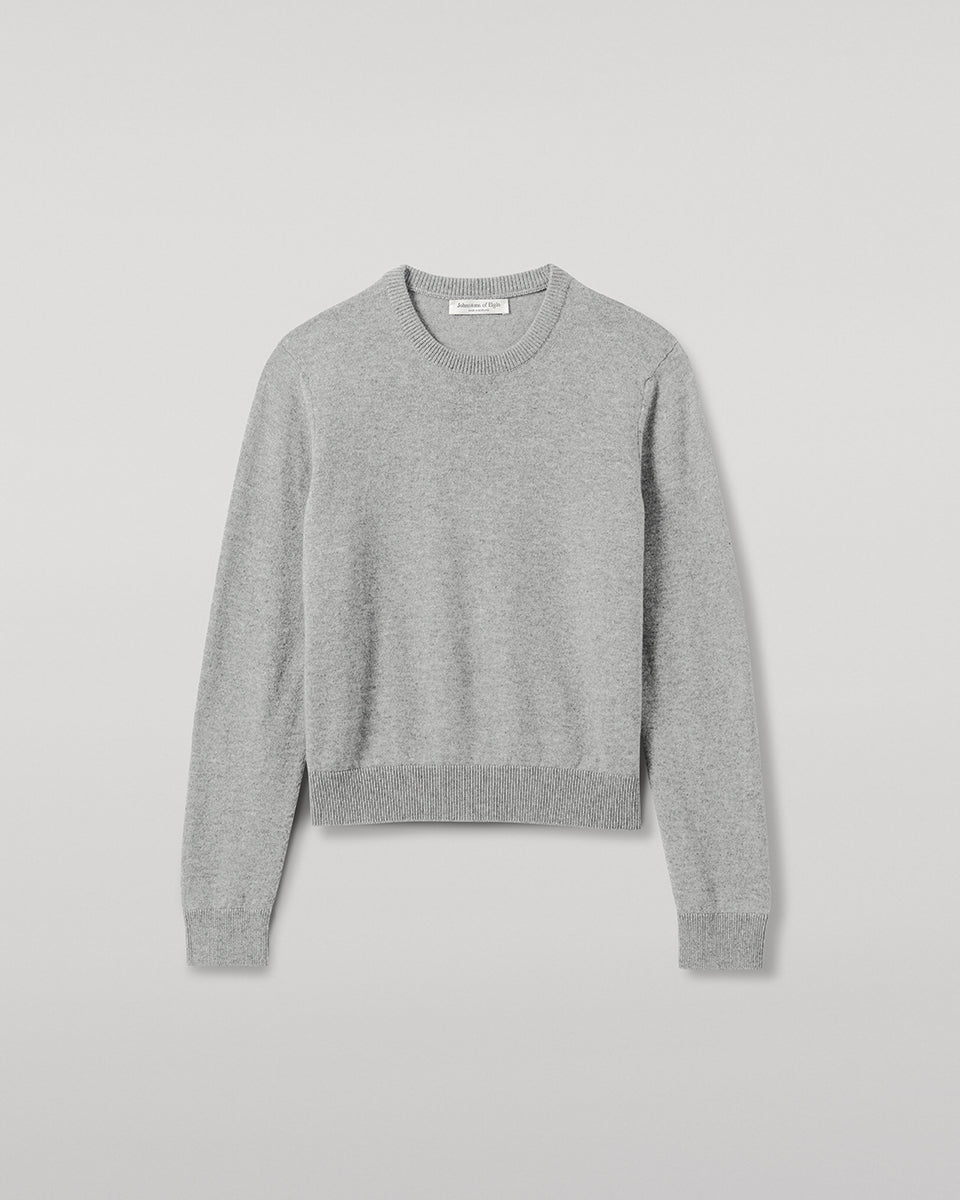 Johnstons of Elgin - Classic Cashmere Light Grey Round Neck Jumper