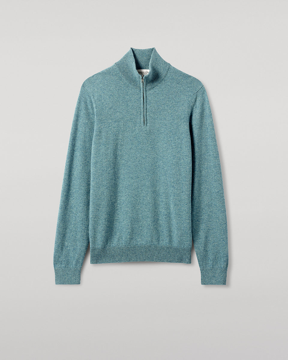 Johnstons of Elgin - Classic Cashmere Green Zip Neck Jumper