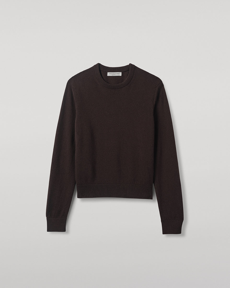 Johnstons of Elgin - Classic Cashmere Dark Brown Round Neck Jumper