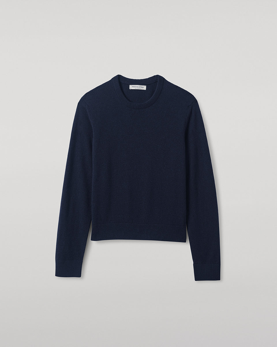 Johnstons of Elgin - Classic Cashmere Dark Navy Round Neck Jumper