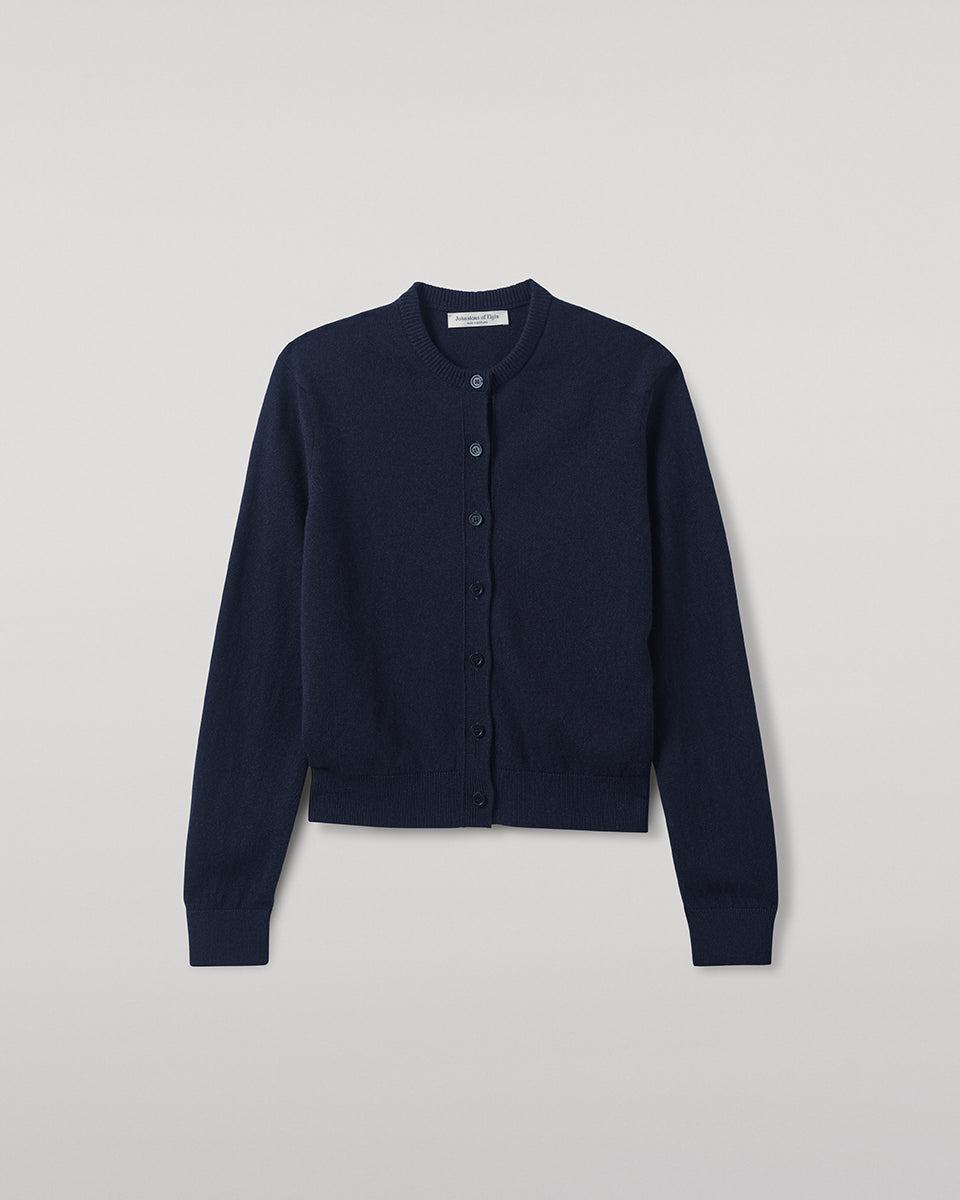 Johnstons of Elgin - Classic Cashmere Dark Navy Cardigan