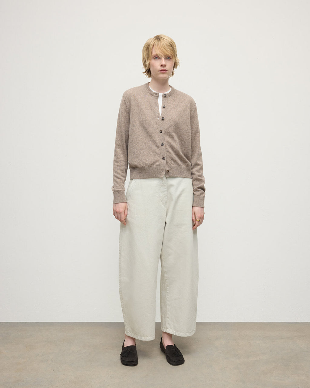 Johnstons of Elgin - Classic Cashmere Light Brown Cardigan