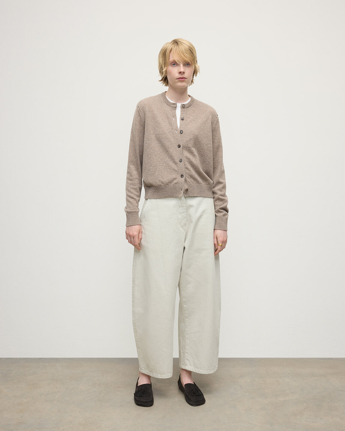 Johnstons of Elgin - Classic Cashmere Light Brown Cardigan