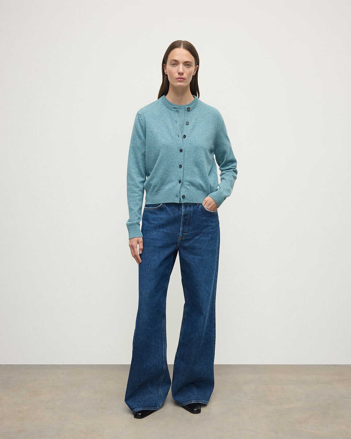 Johnstons of Elgin - Classic Cashmere Green Cardigan