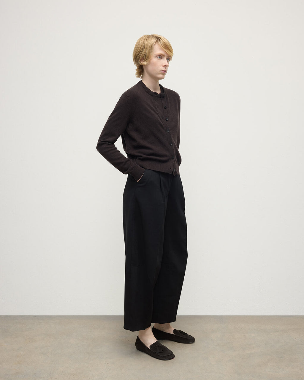 Johnstons of Elgin - Classic Cashmere Dark Brown Cardigan