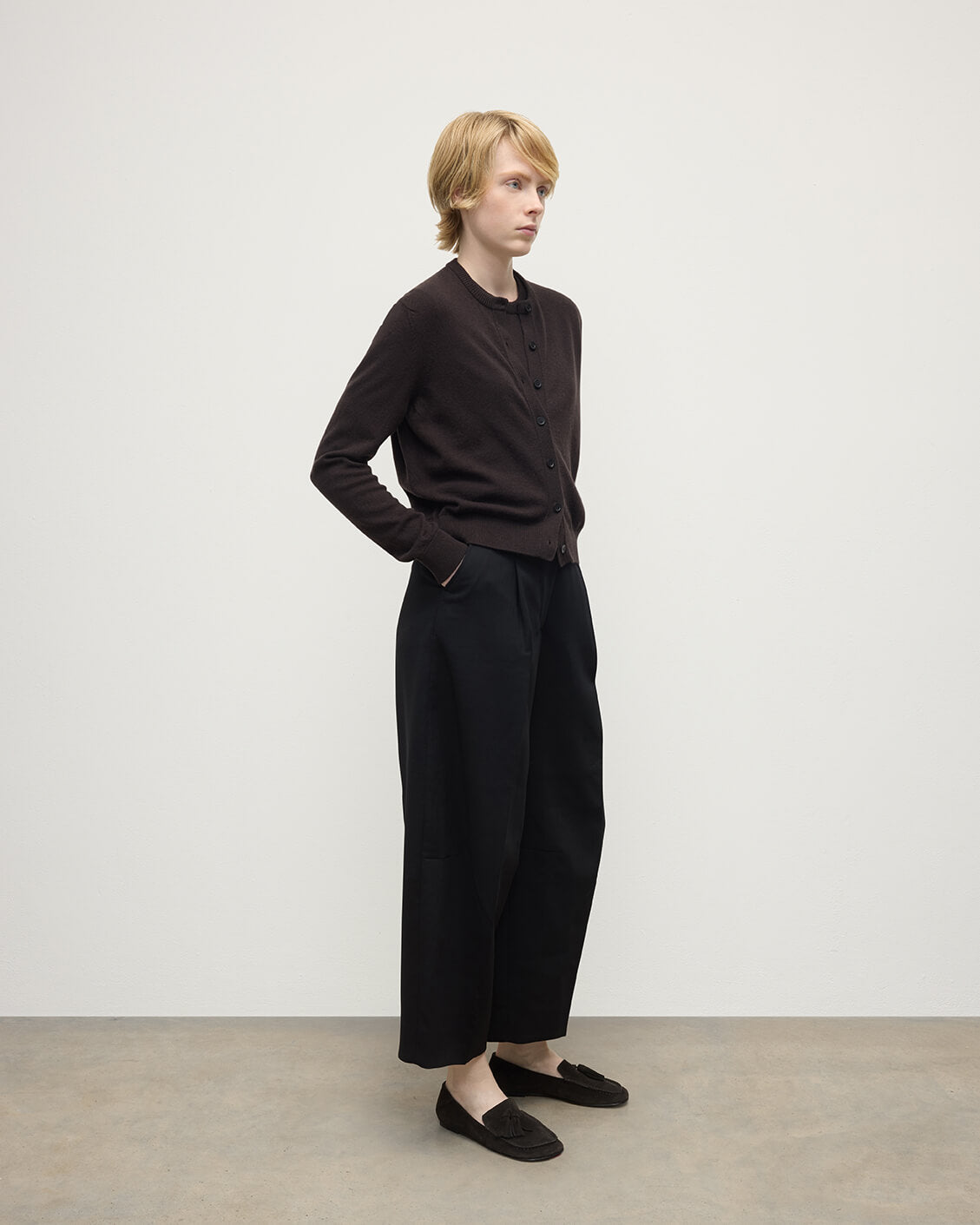 Johnstons of Elgin - Classic Cashmere Dark Brown Cardigan