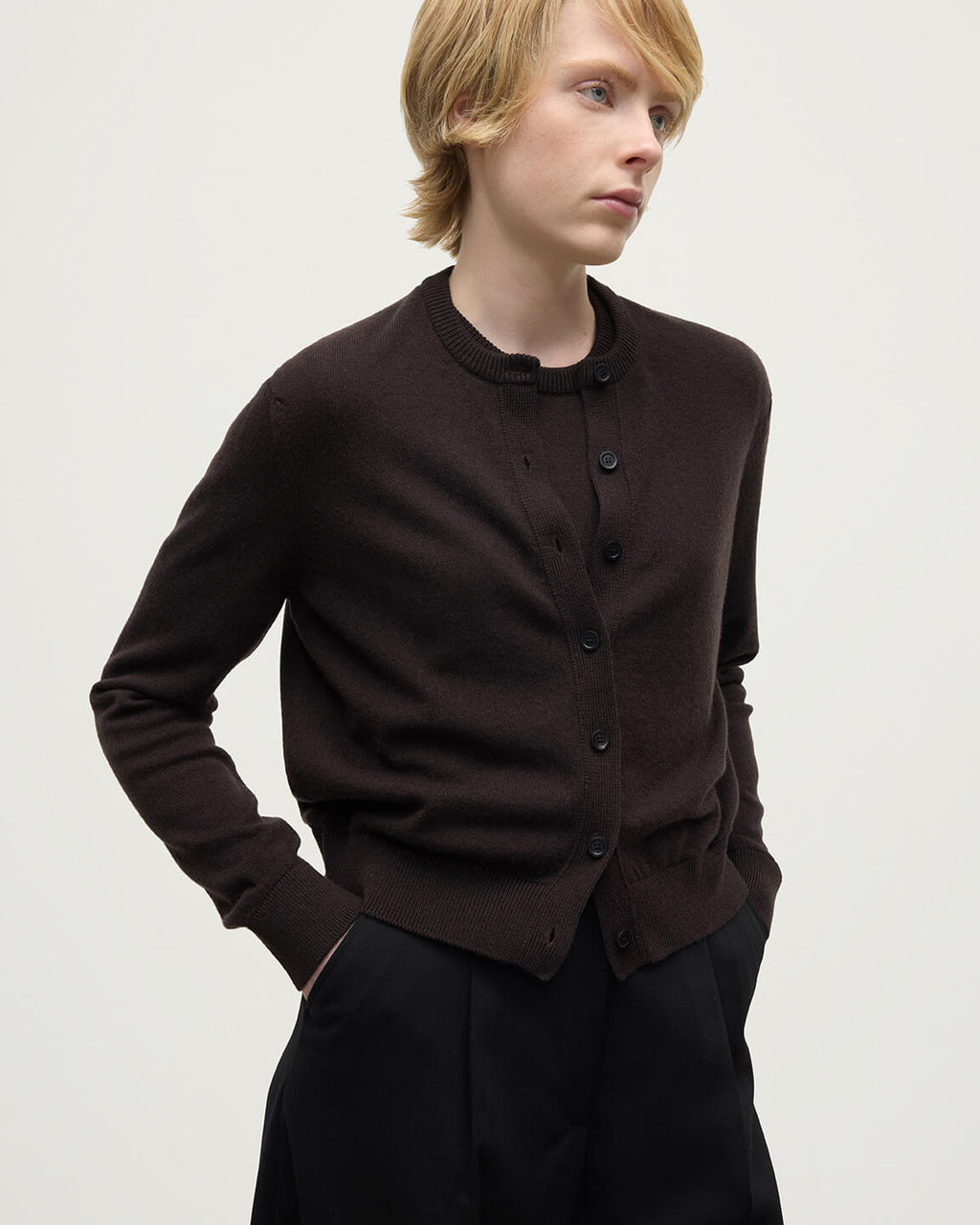 Johnstons of Elgin - Classic Cashmere Dark Brown Cardigan