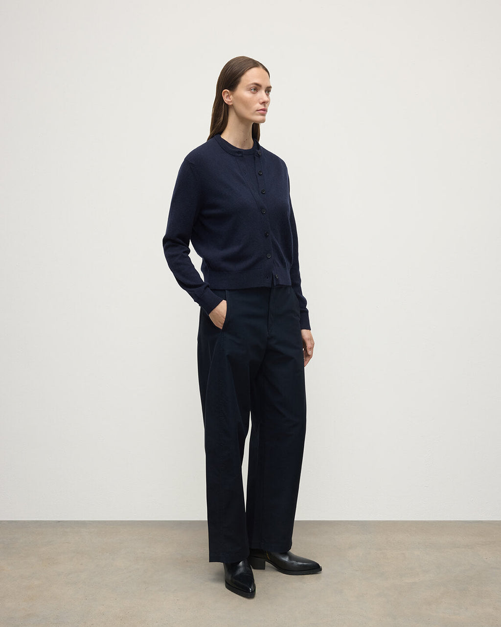 Johnstons of Elgin - Classic Cashmere Dark Navy Cardigan
