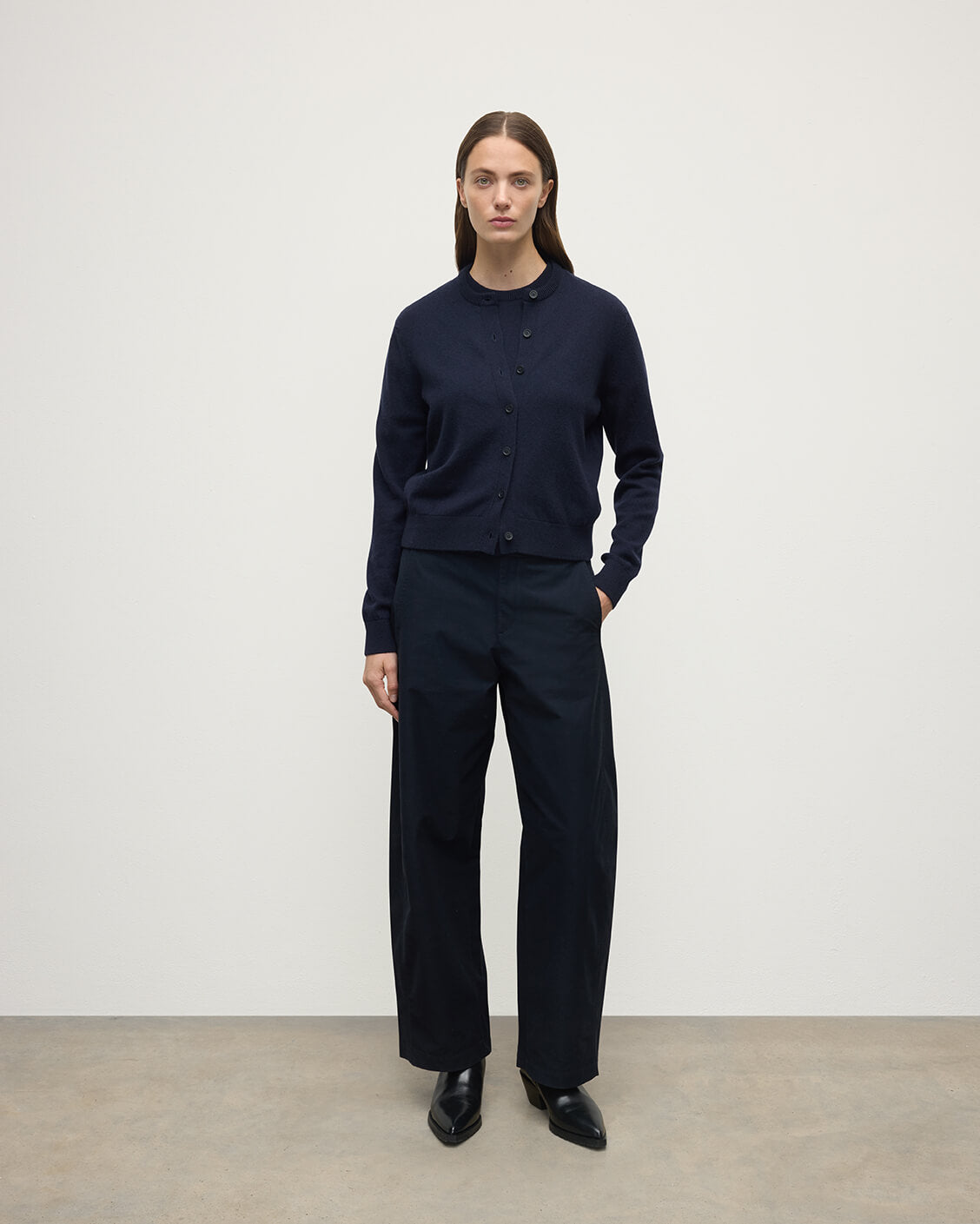 Johnstons of Elgin - Classic Cashmere Dark Navy Cardigan