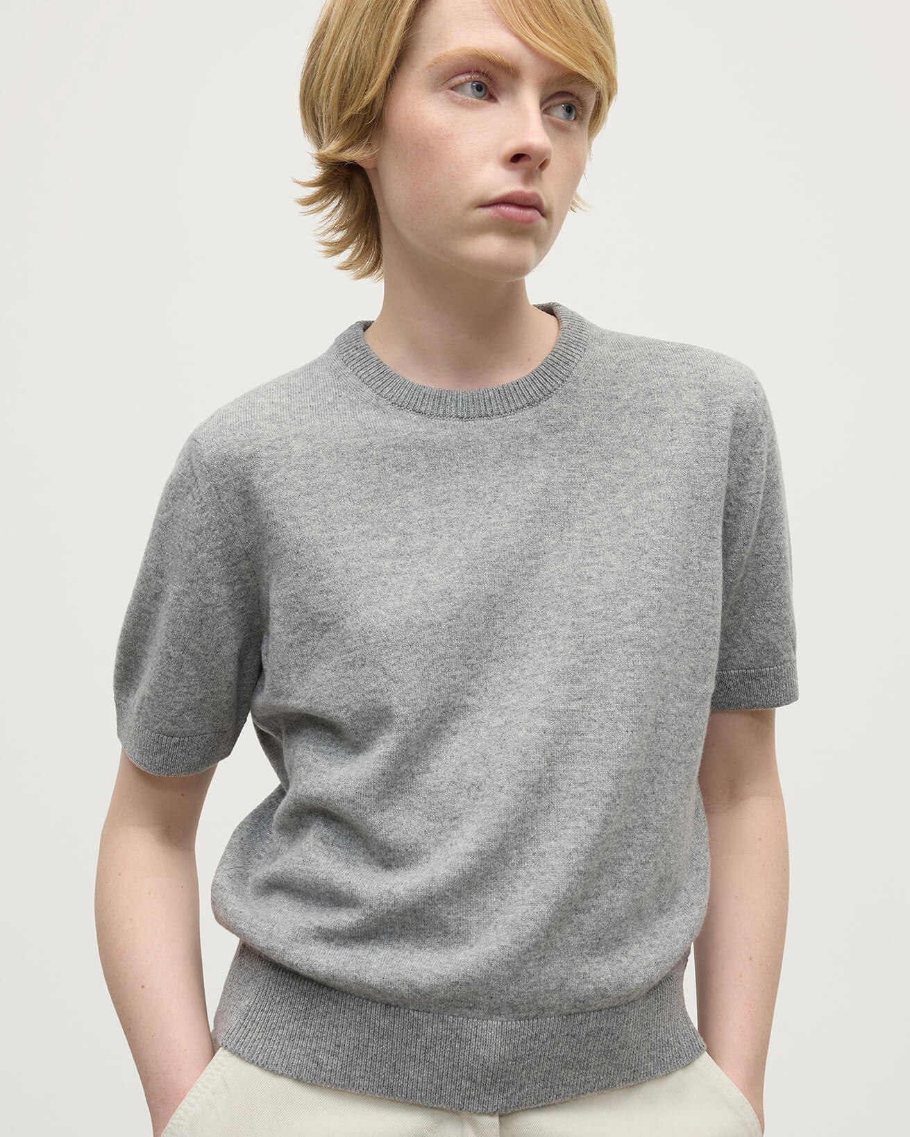 Johnstons of Elgin - Classic Cashmere Light Grey T - shirt