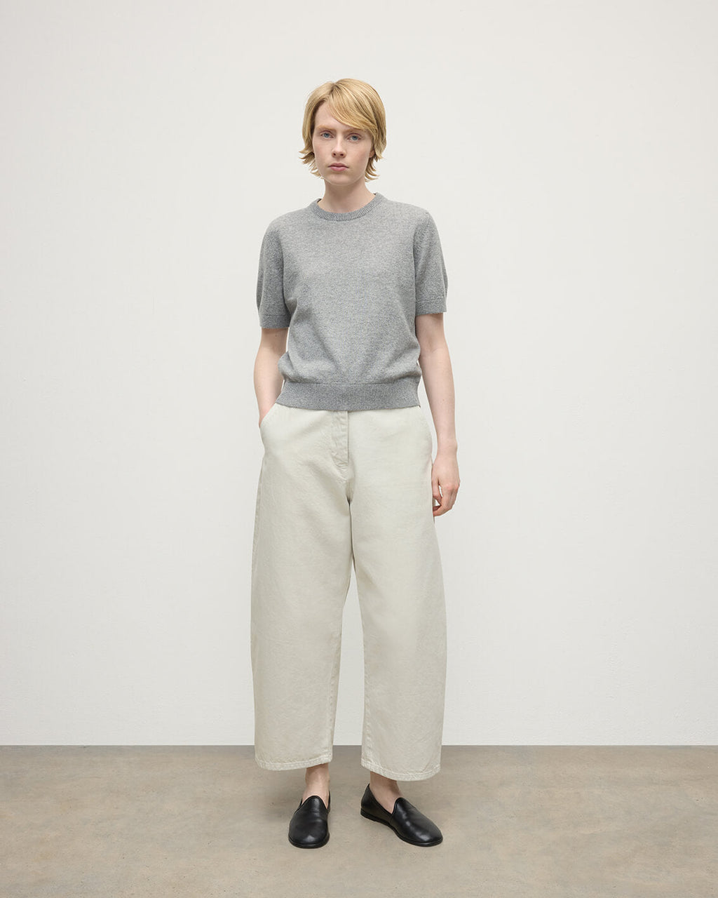 Johnstons of Elgin - Classic Cashmere Light Grey T - shirt