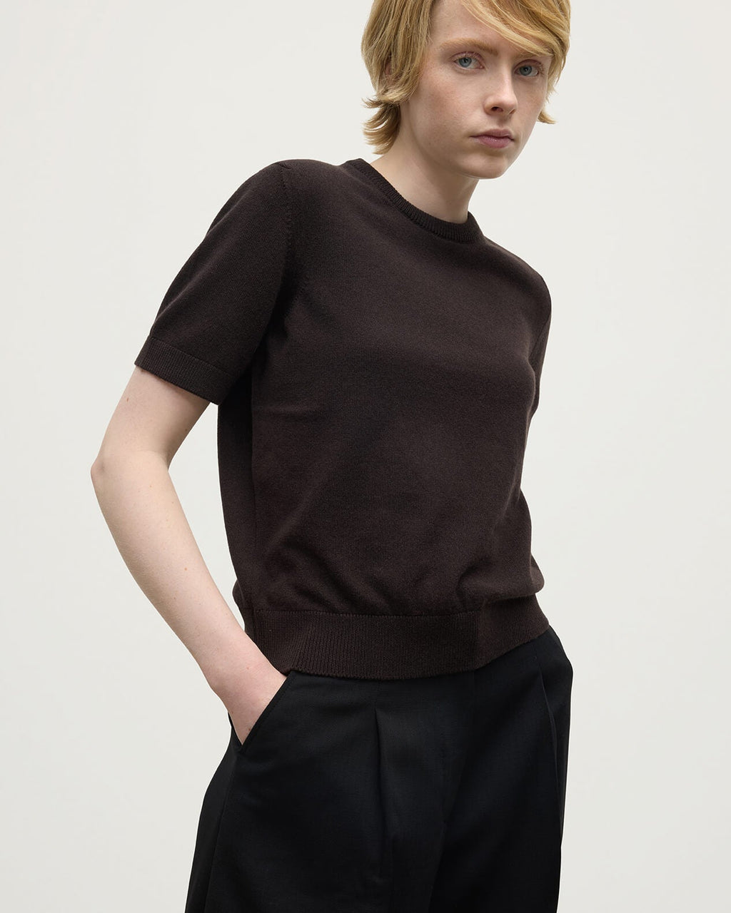 Johnstons of Elgin - Classic Cashmere Dark Brown T - shirt