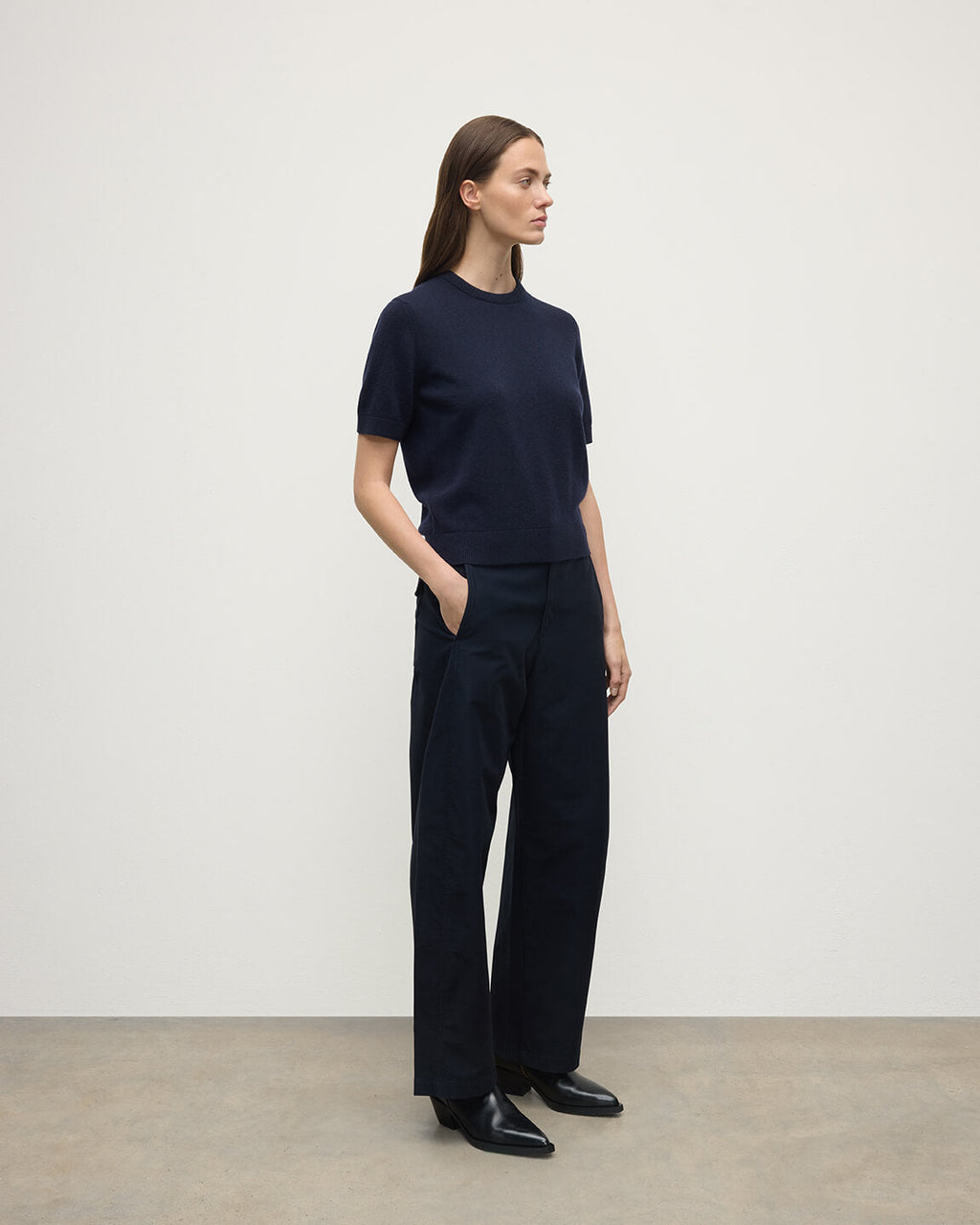 Johnstons of Elgin - Classic Cashmere Dark Navy T - shirt