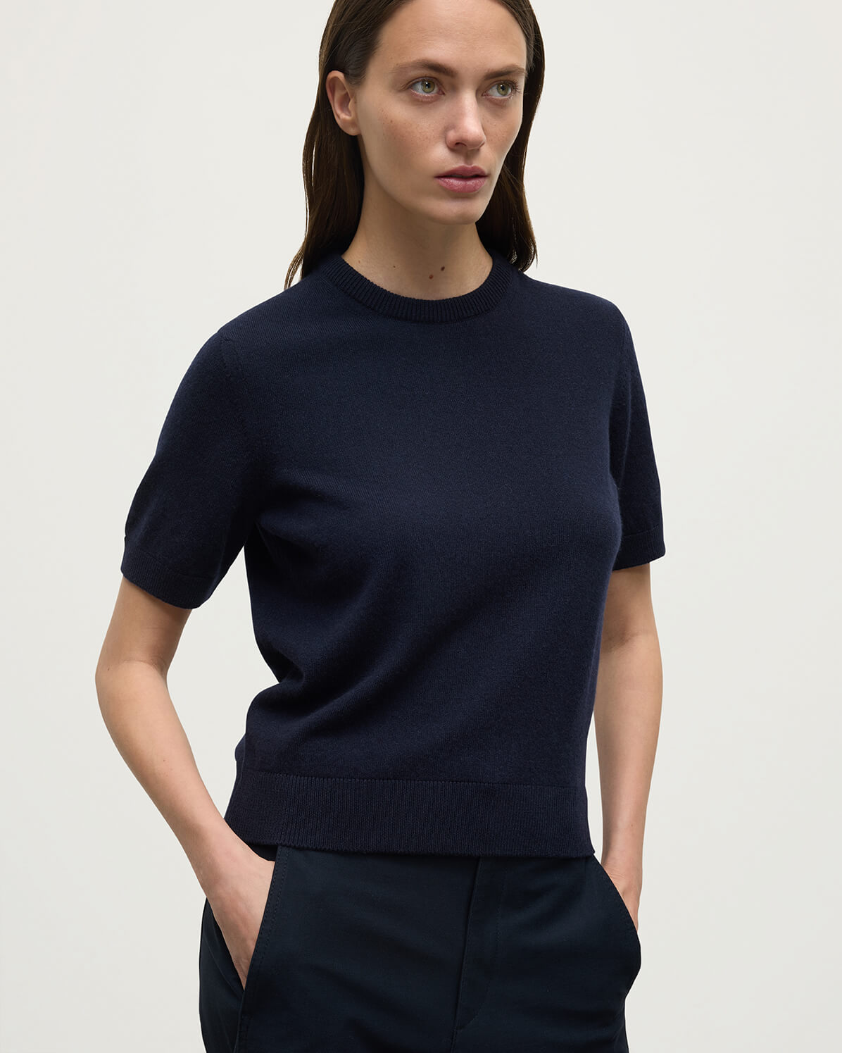 Johnstons of Elgin - Classic Cashmere Dark Navy T - shirt