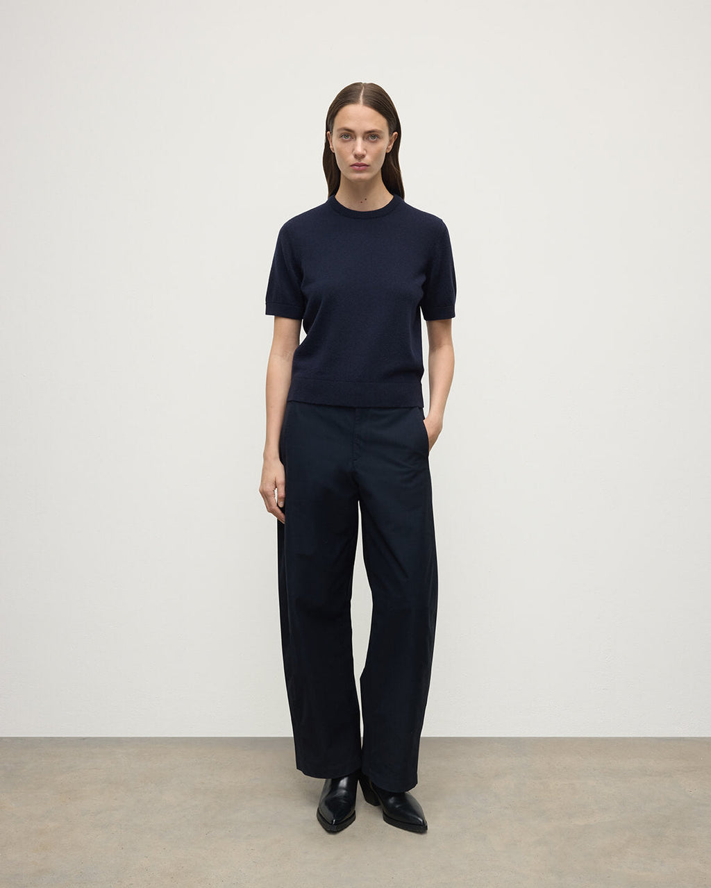 Johnstons of Elgin - Classic Cashmere Dark Navy T - shirt