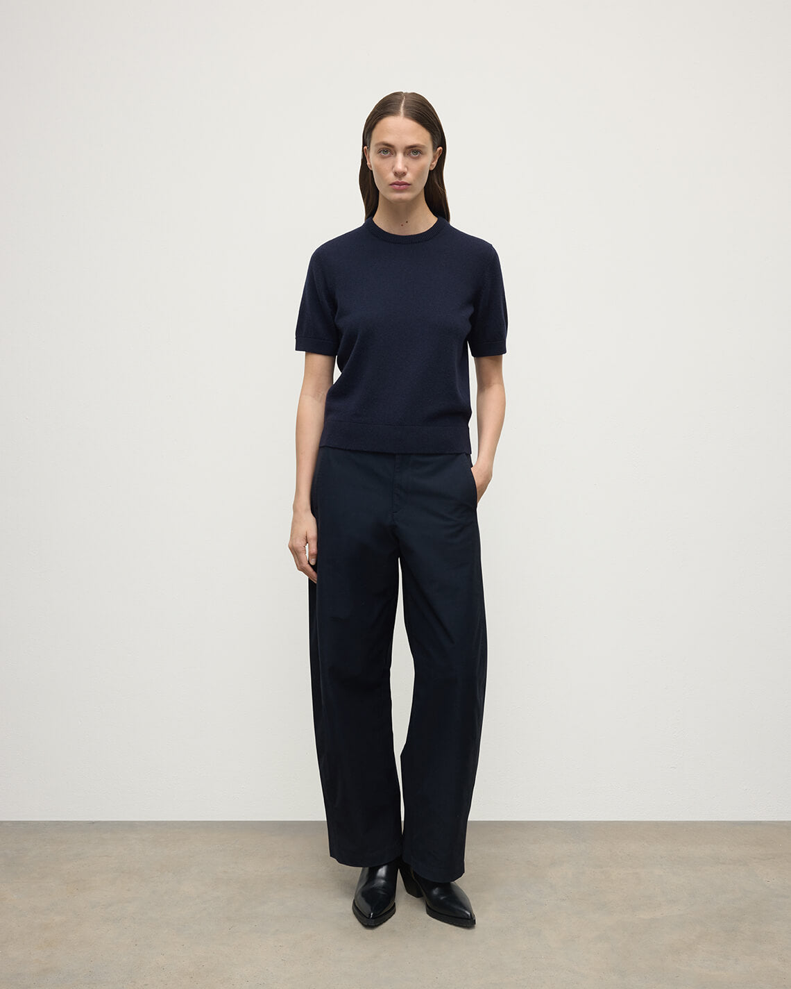 Johnstons of Elgin - Classic Cashmere Dark Navy T - shirt